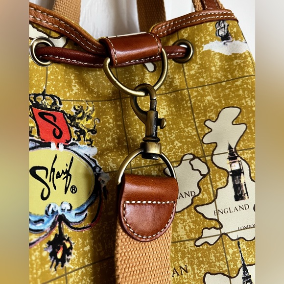 Leather, Sling Drawstring Tote Bag. Map Print. Travel by Sharif, Original 1827. - Picture 13 of 17